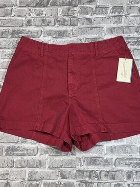 Universal Thread Red High-Rise Cotton Blend Utility Chic Shorts, Size 10  NEW